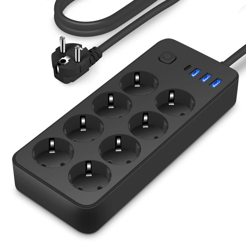 Stráice Cumhachta Caighdeánach AE 8 AC le 4 Chalafort USB
